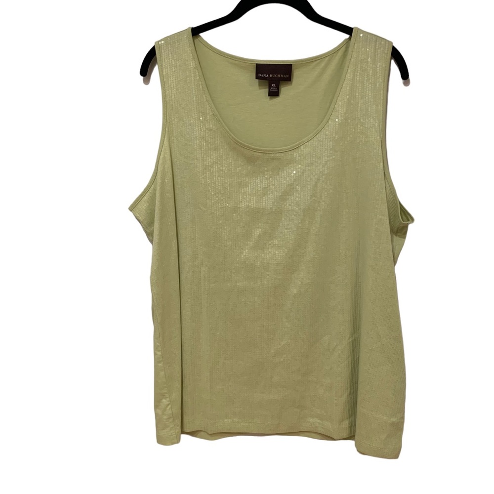 Dana Buchman Light Green Tank Sequins Pretty! Sz XL